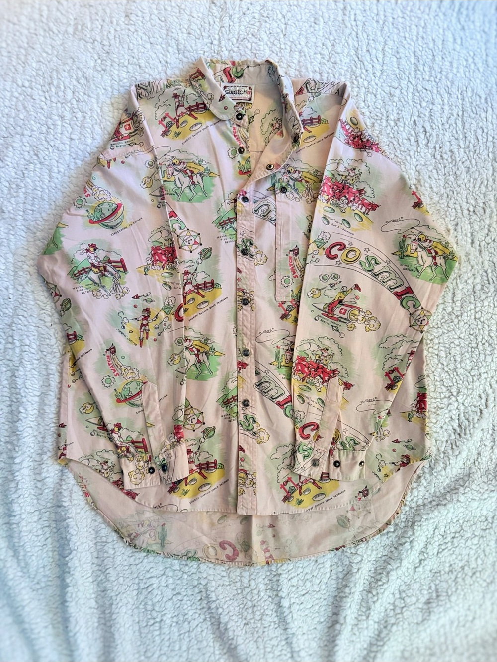 Vintage 1980s Swatch "Cosmic Cowboy Snap-button Shirt
